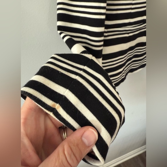 Loft Blazer Button Down Top Striped Black White Size M Soft Comfy Fancy - Picture 2 of 9